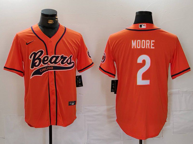 Men Chicago Bears #2 Moore Orange Joint Name 2024 Nike Limited NFL Jersey style 1